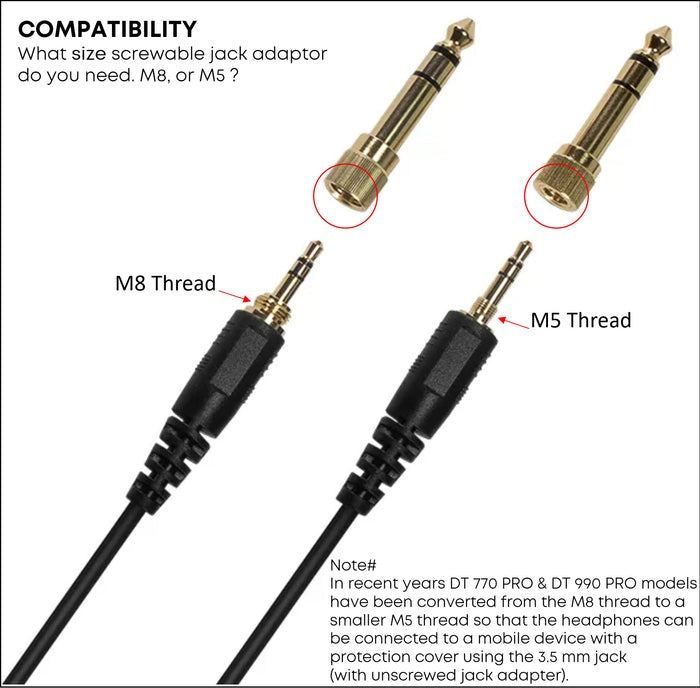 Headphone Jack Adaptor screwable (M5 thread) 3.5mm to 6.3mm 937681